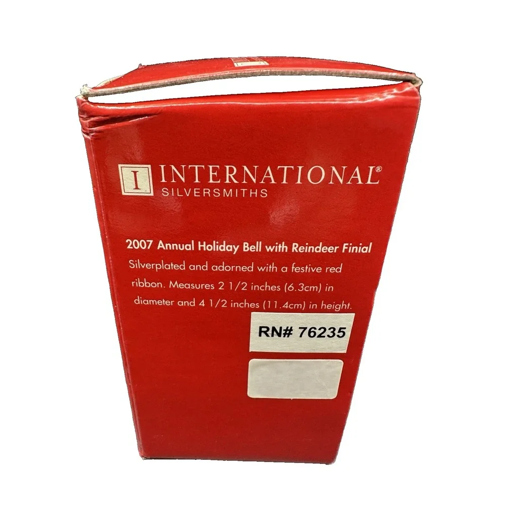 International Silversmith Annual 2007 Reindeer Bell New in Box Made in India